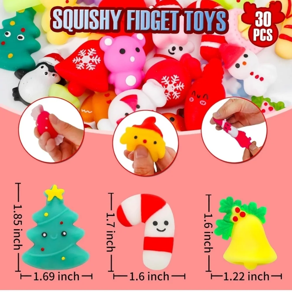 Christmas Mochi Squishy Toy Set - Multicolor 30 PC Set